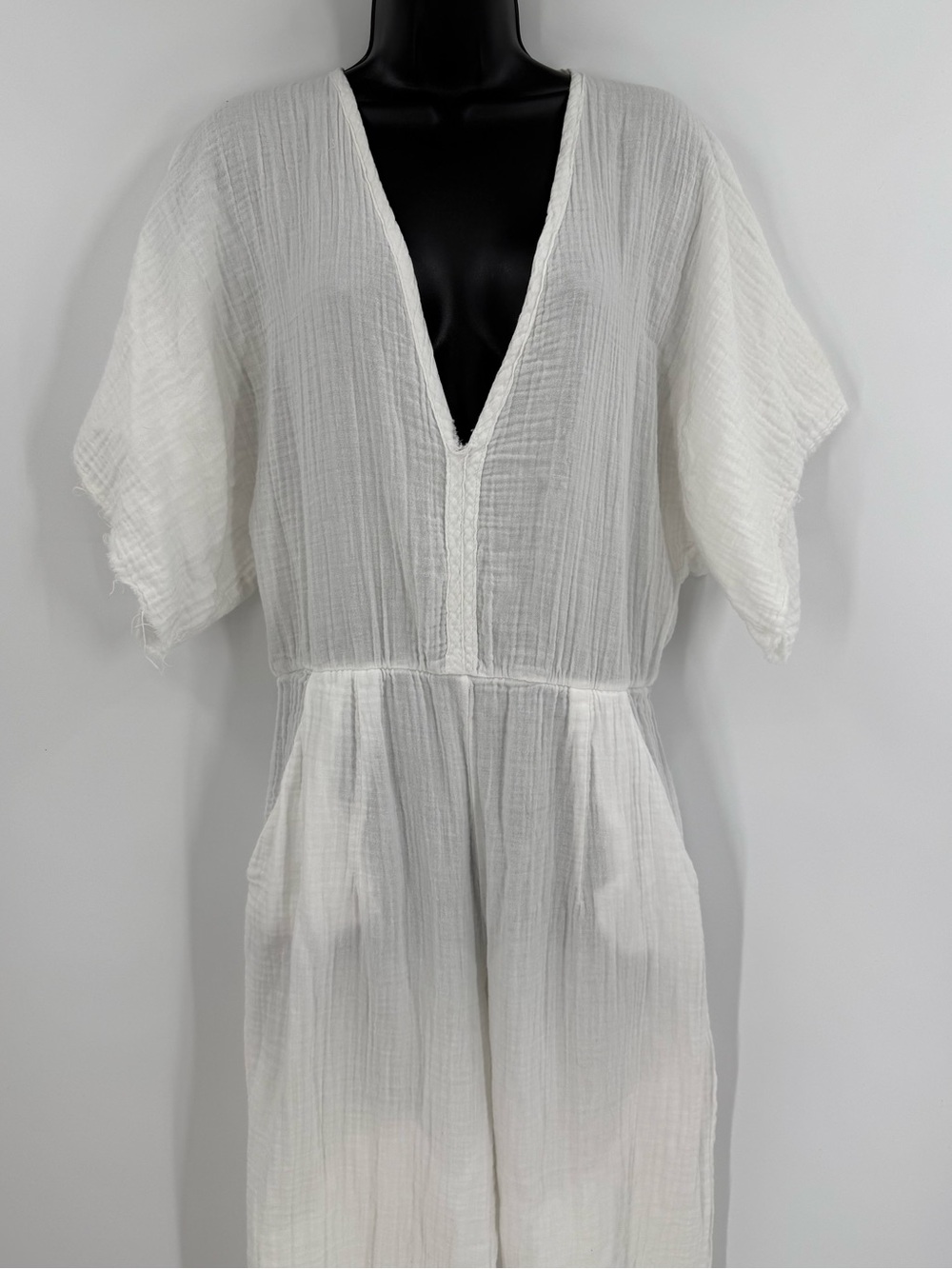 Stark X Cotton Gauze Kimono Sleeve Jumpsuit | White | Medium - Picture 10 of 11